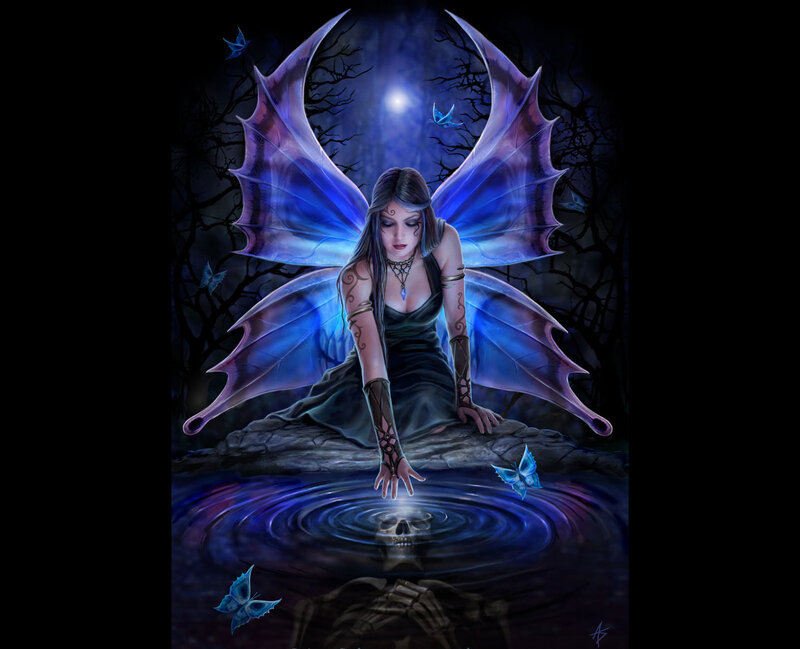 Fairy by a dark pool