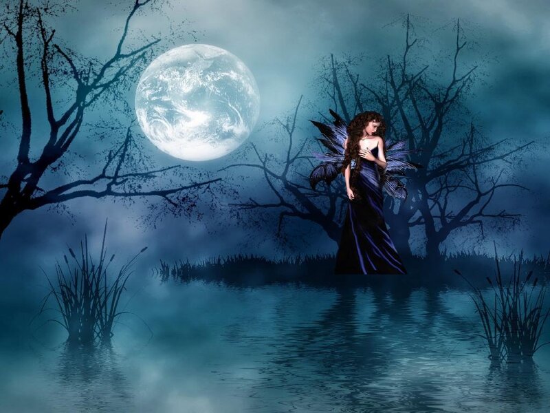 Fairy by the moonlit lake