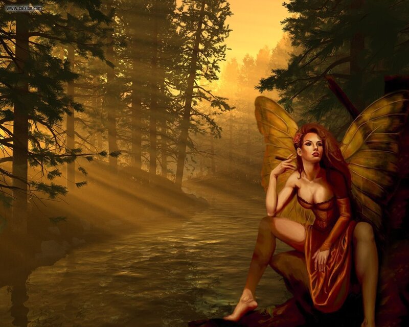 Fairy by the river at sunset