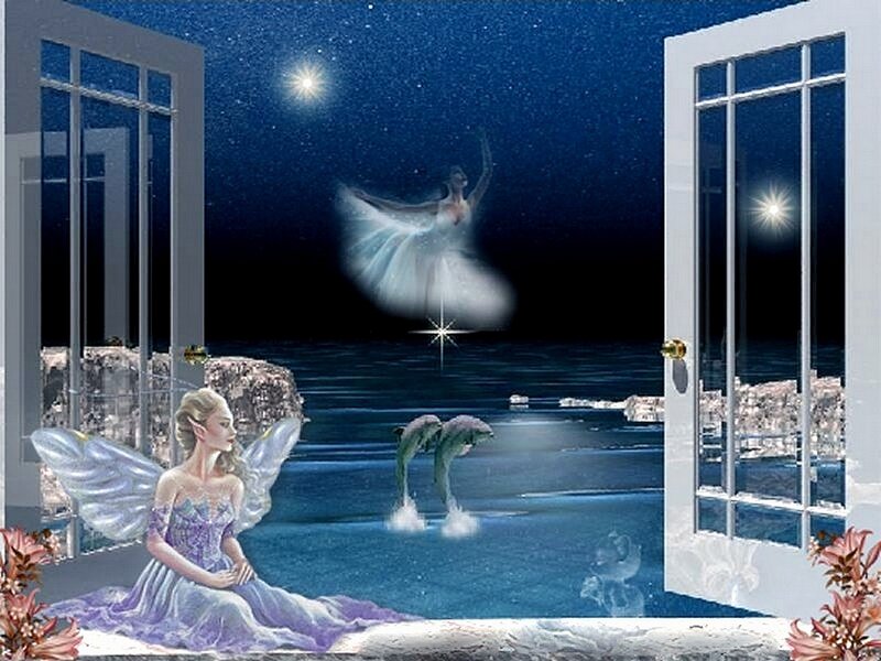 fairy by the sea at night