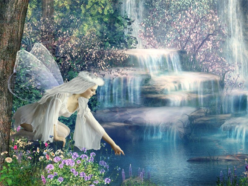 Fairy by Waterfall