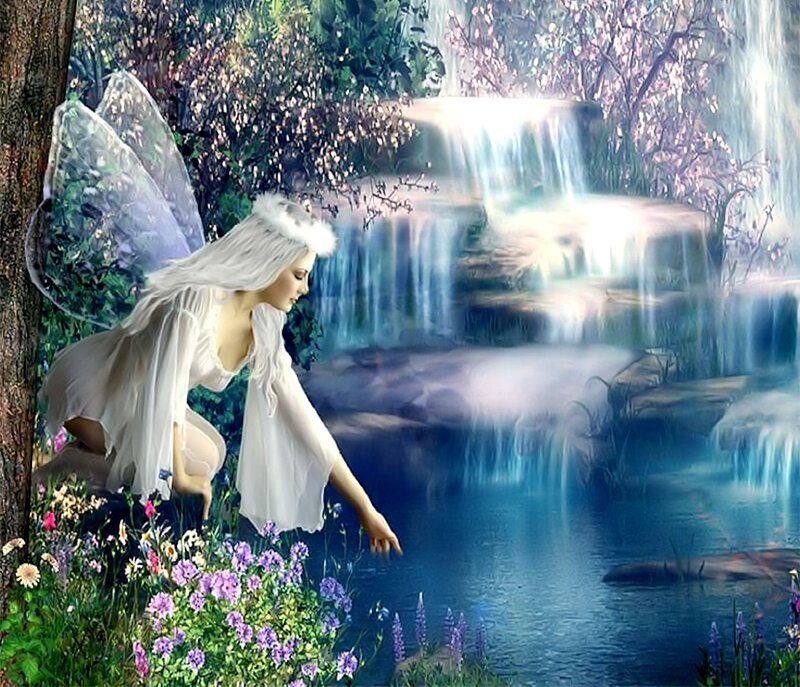 Fairy by Waterfall — White