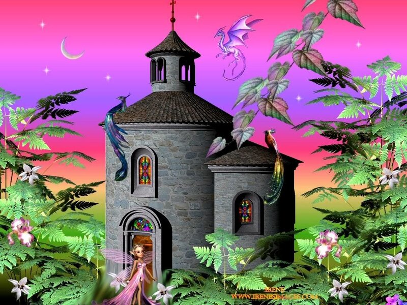 Fairy castle in a magical garden