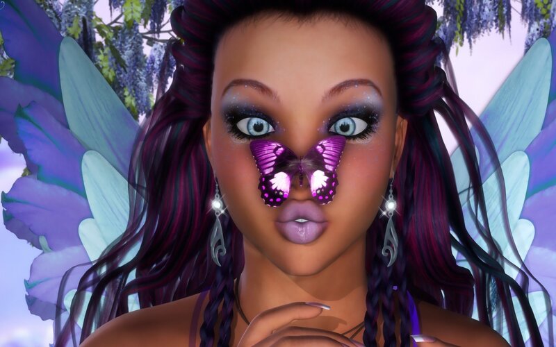 Fairy Character with Butterfly — Purple