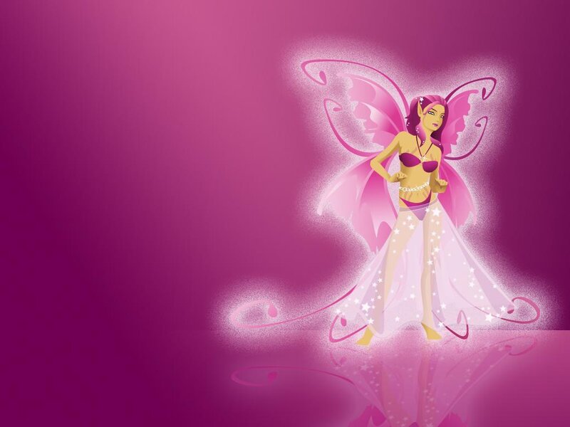 Fairy Character with Wings — Purple, Magical, Digital Art, Dress