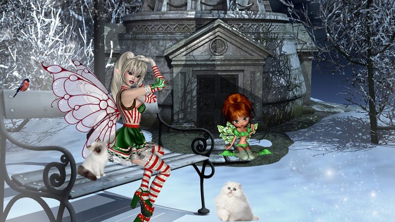 Fairy Characters in Winter — White