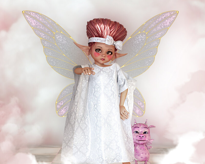 Fairy Child with Wings — White