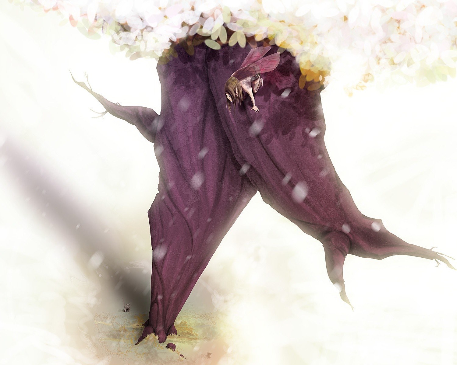 fairy climbing a giant tree