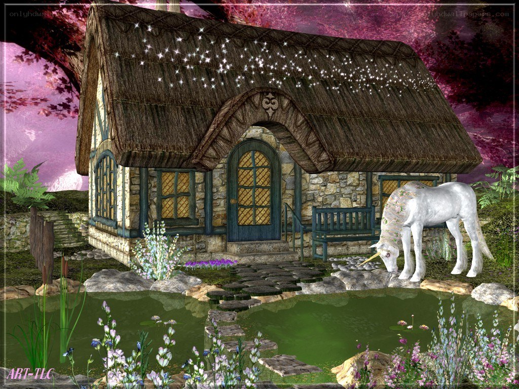 Fairy cottage with unicorn