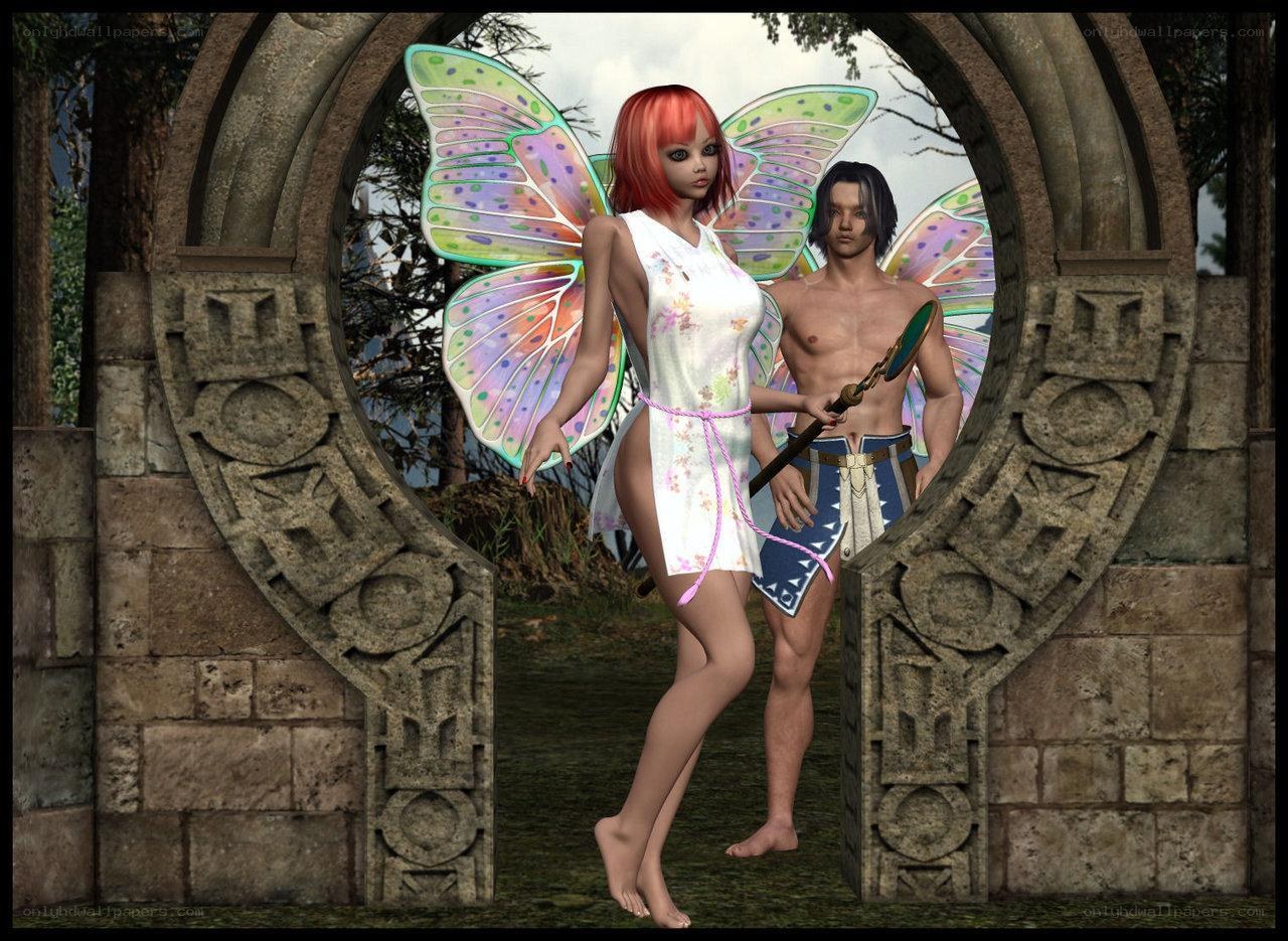 Fairy couple at stone arch