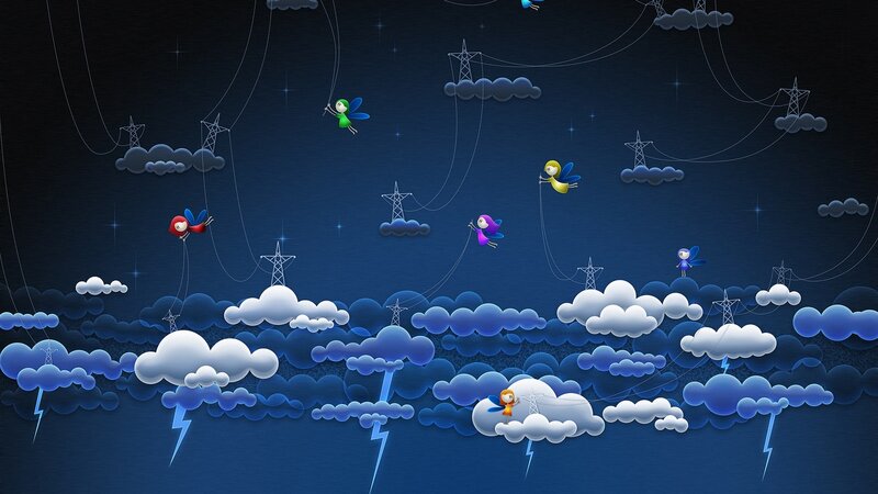 fairy creatures in stormy sky