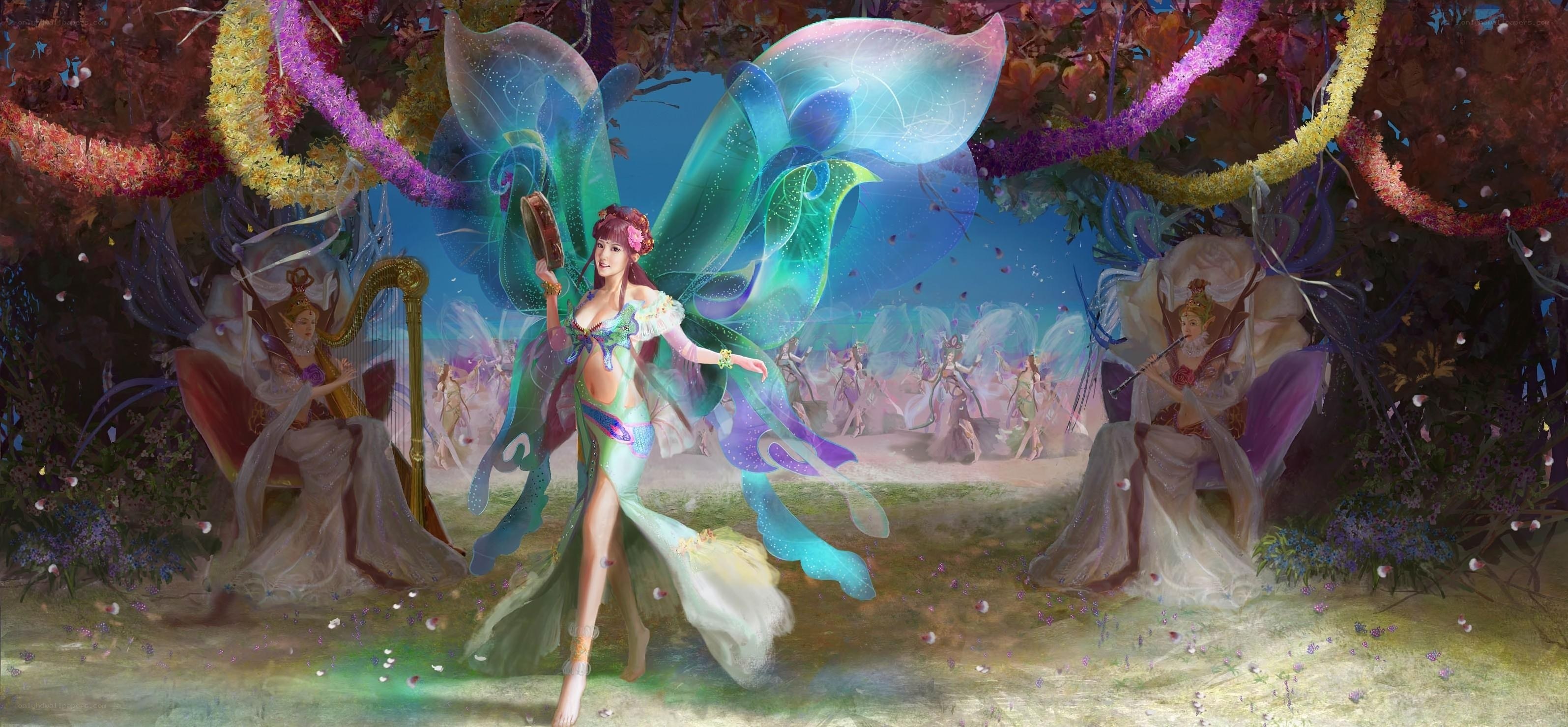 Fairy dancers in a magical forest