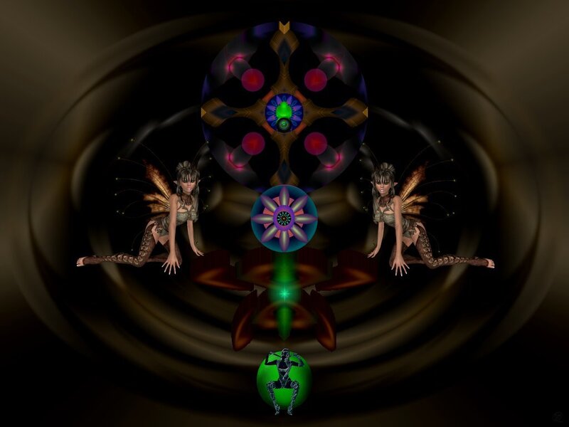 Fairy figures in a mystical vortex