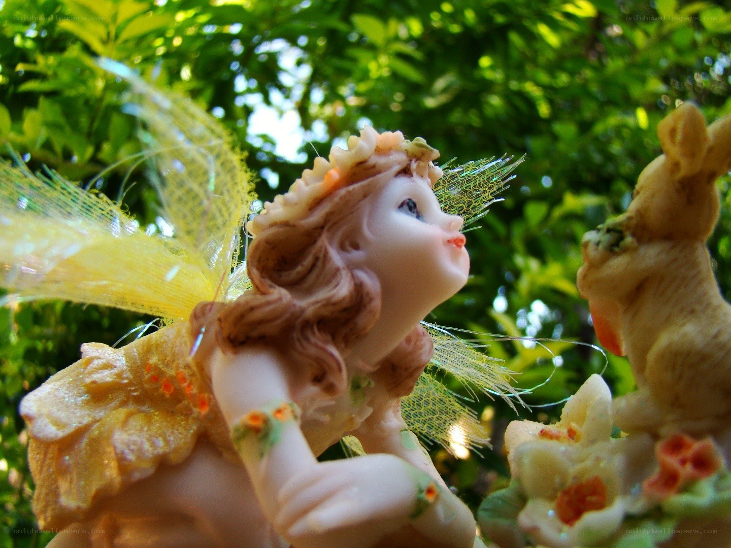 Fairy figurine in garden