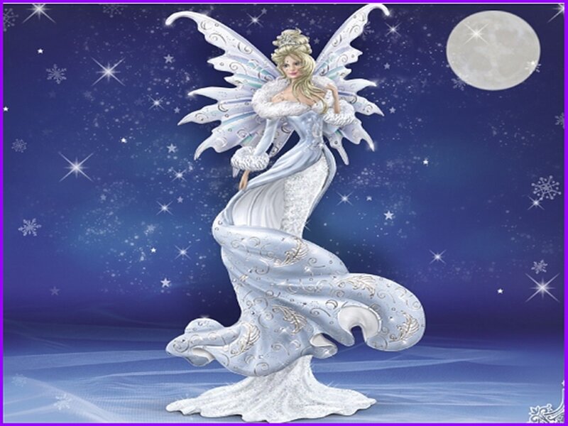 Fairy Figurine in Winter Scene