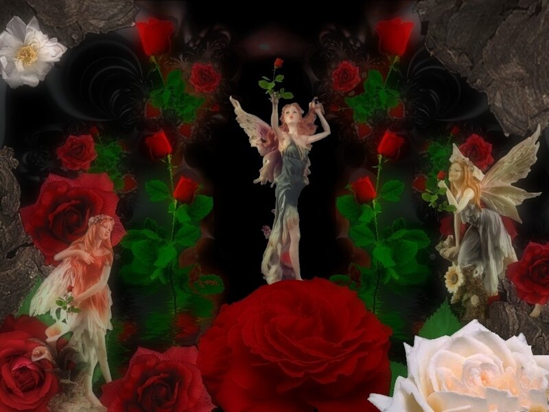 Fairy figurines with roses