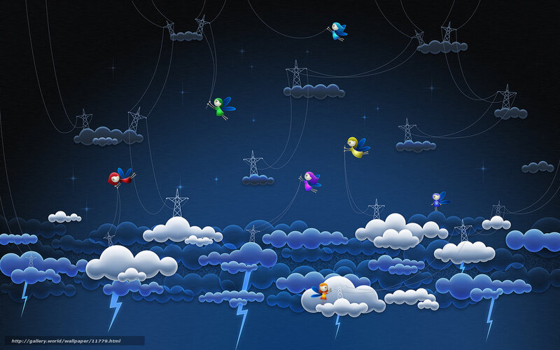Fairy flight over clouds