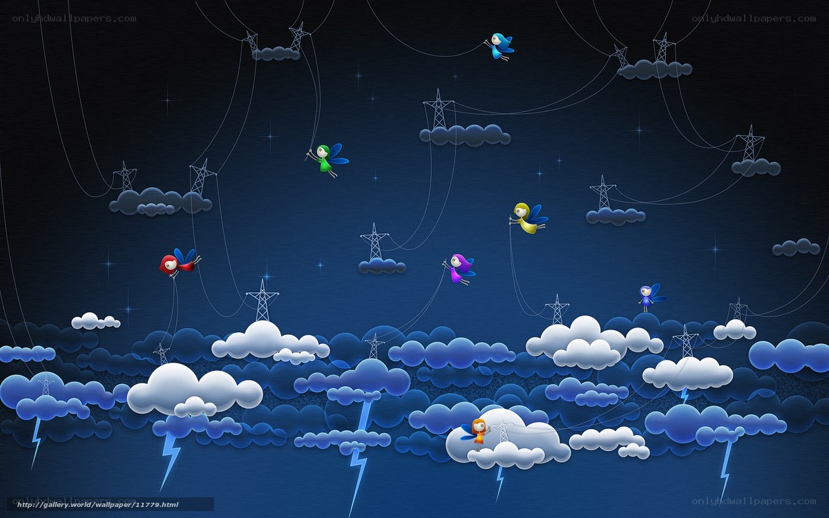 Fairy flight over clouds