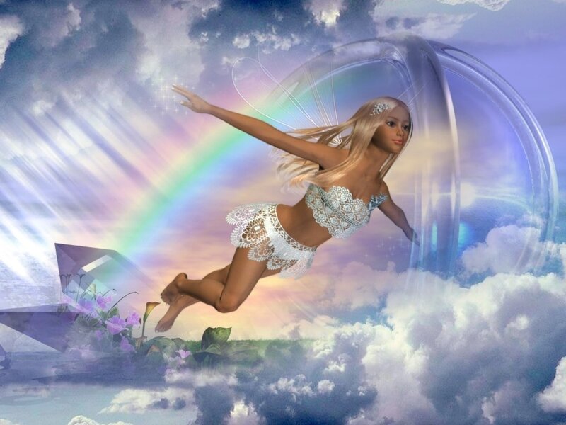 fairy flying in a bubble