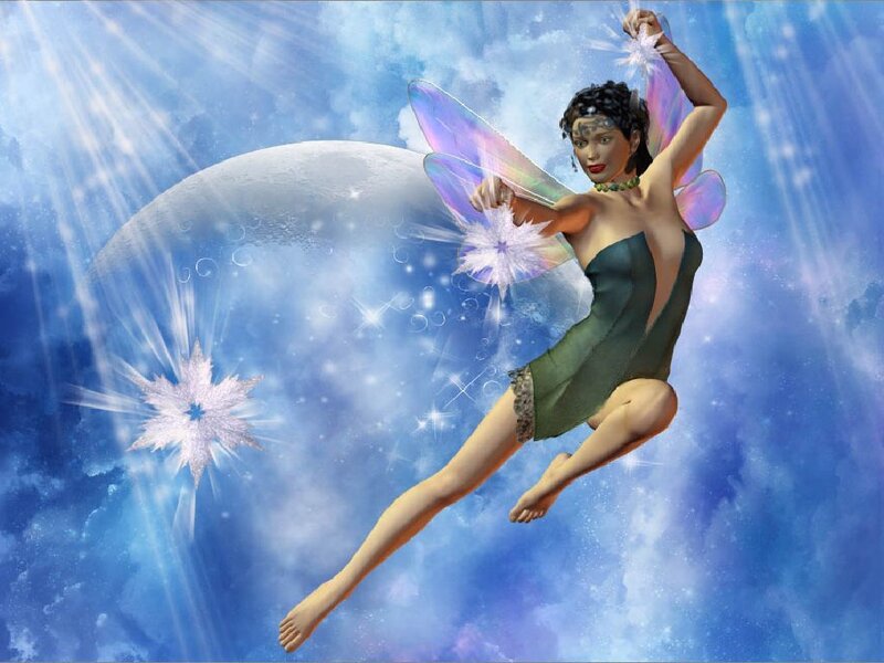 fairy flying in starry sky
