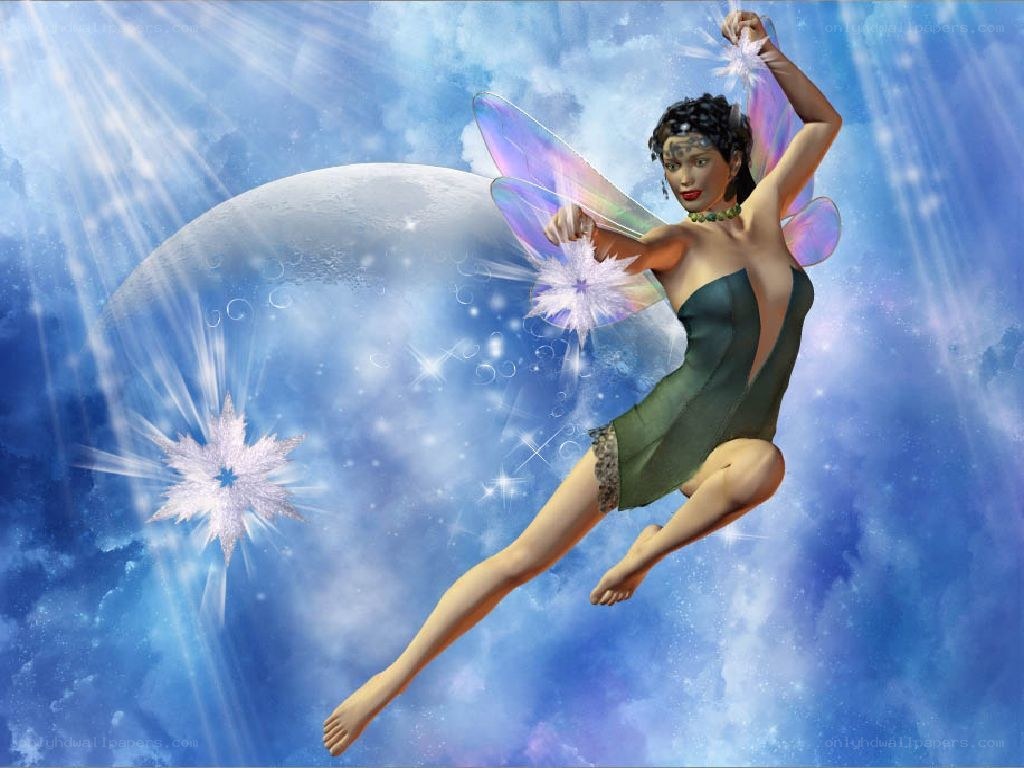 fairy flying in starry sky