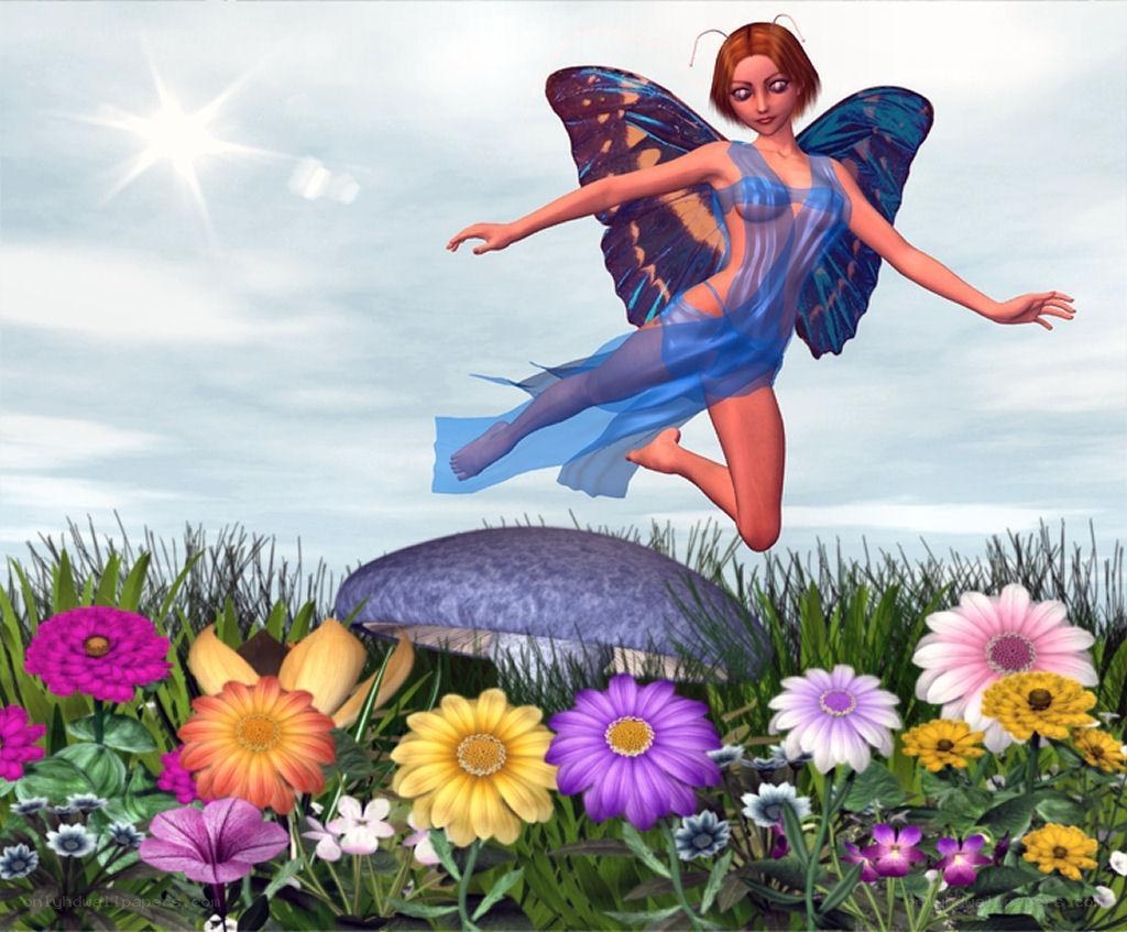 fairy flying over flowers