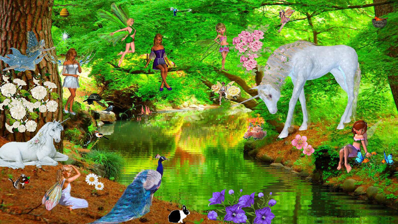 Fairy Forest Scene — Green, Whimsical