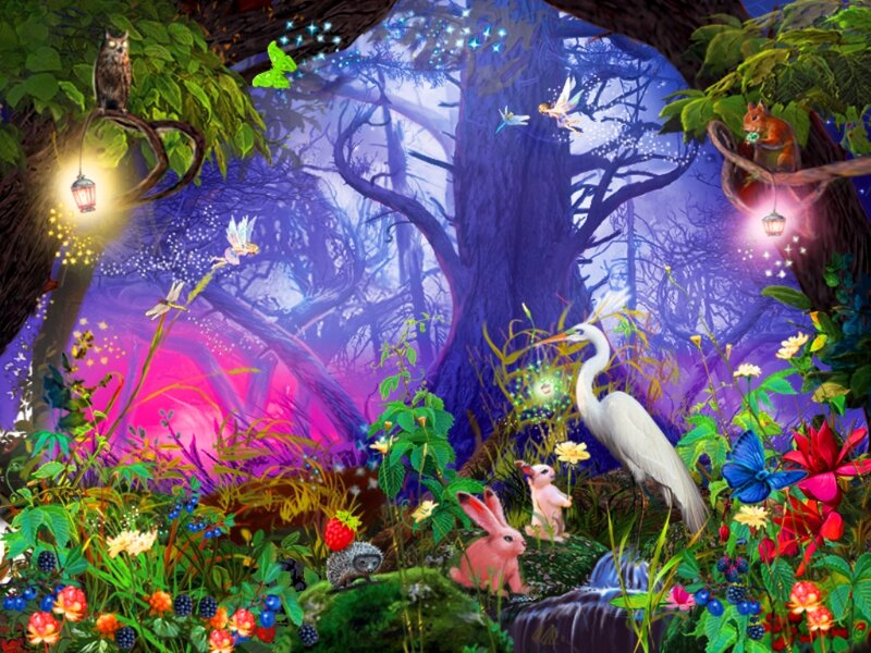 Fairy Forest Scene — Purple, Magical, Night