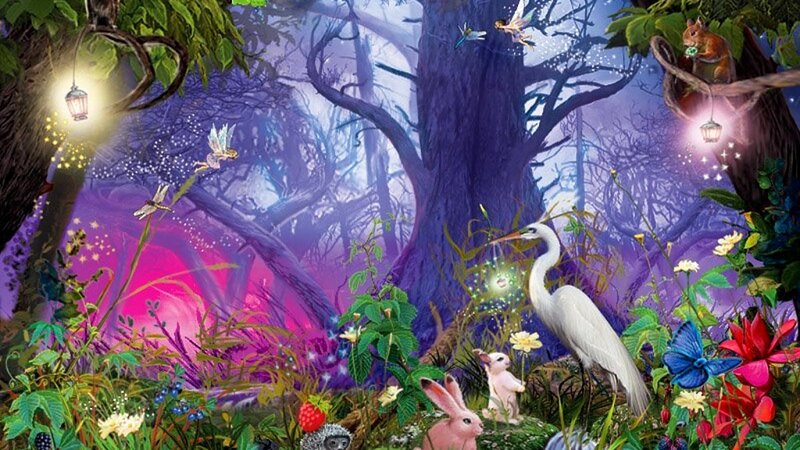 Fairy Forest Scene — Purple, Magical