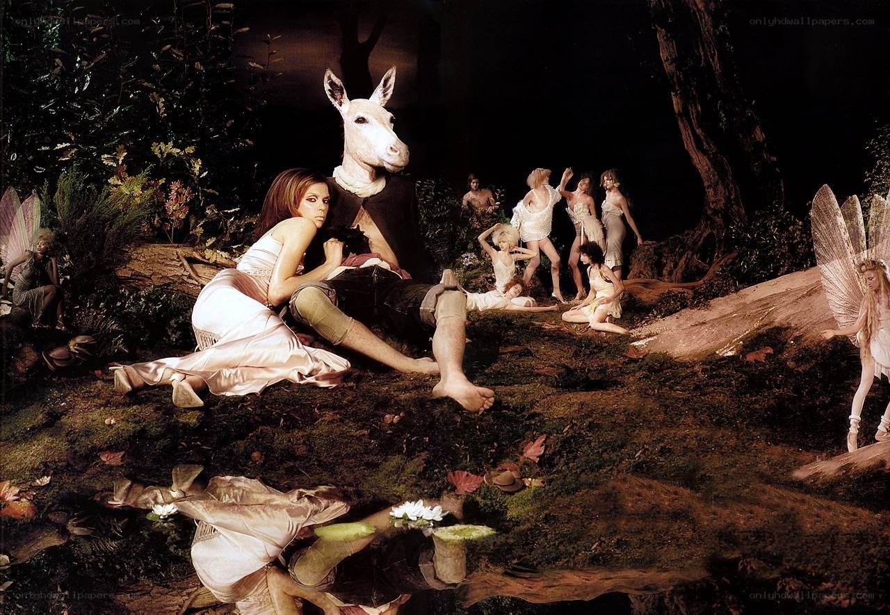 Fairy forest scene with donkey head