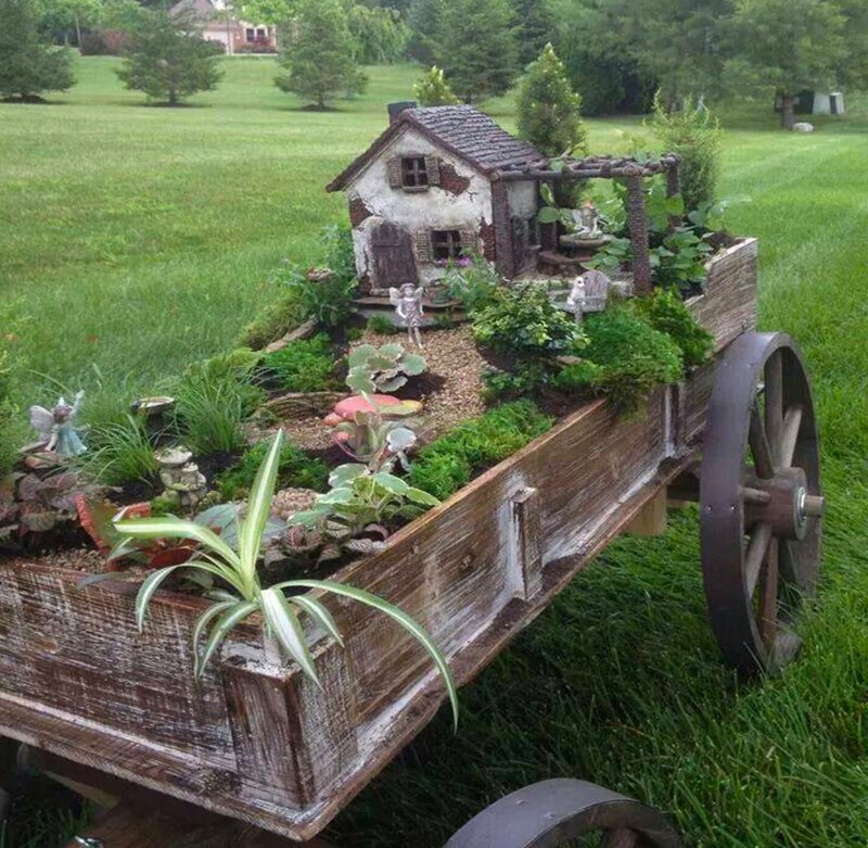 Fairy Garden in Wagon
