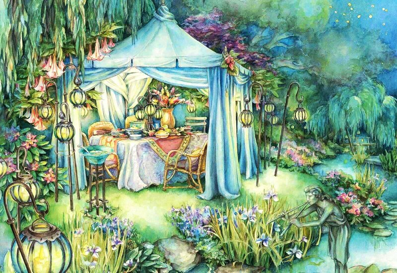Fairy Garden Scene — Blue