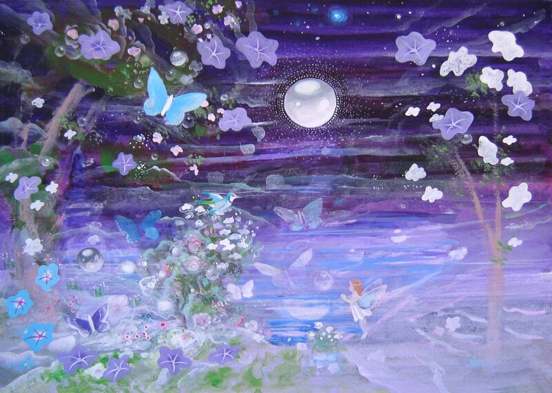Fairy garden under moonlight