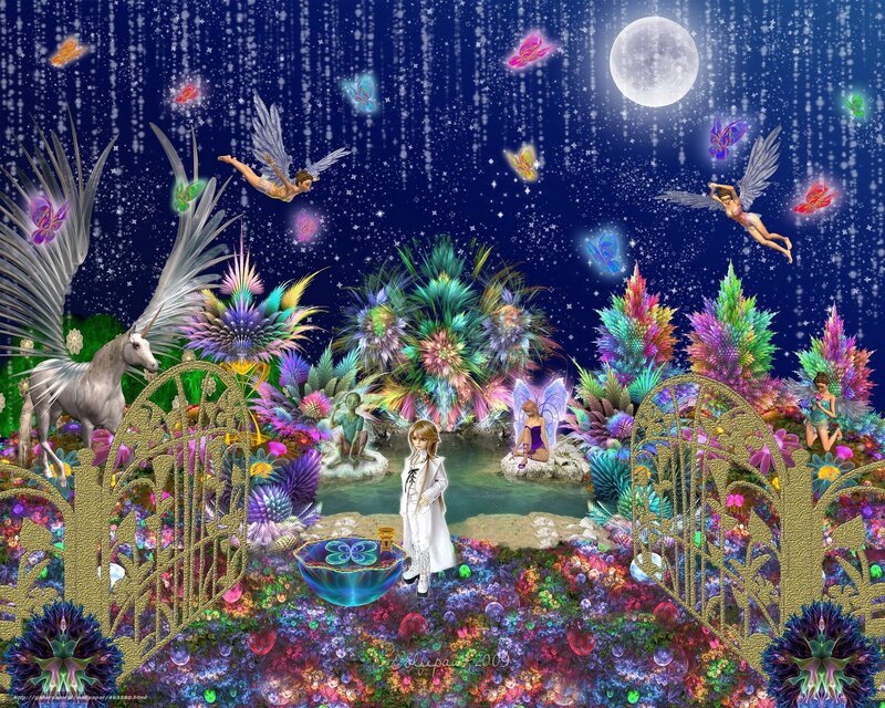Fairy garden under moonlight