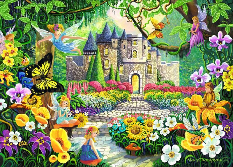 Fairy Garden with Castle — Green
