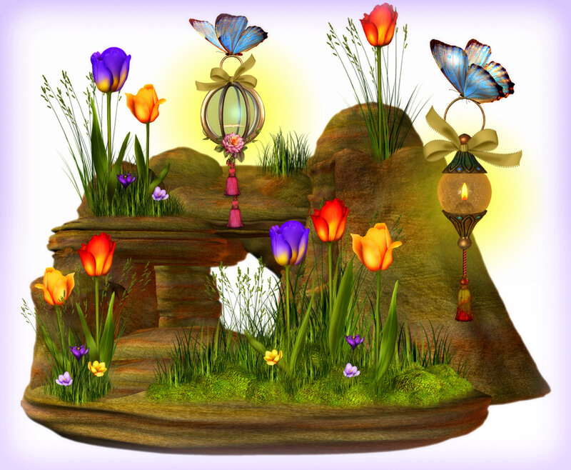 Fairy Garden with Flowers