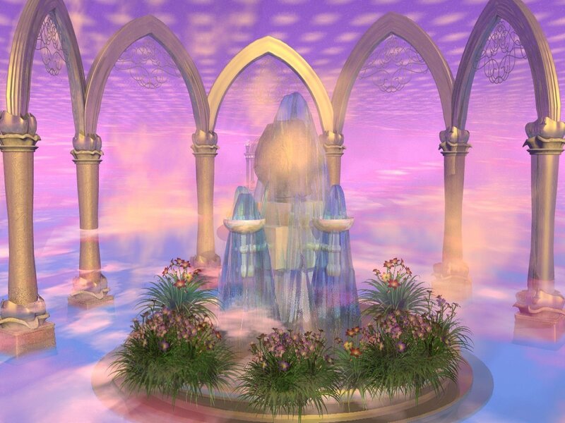 fairy garden with fountain