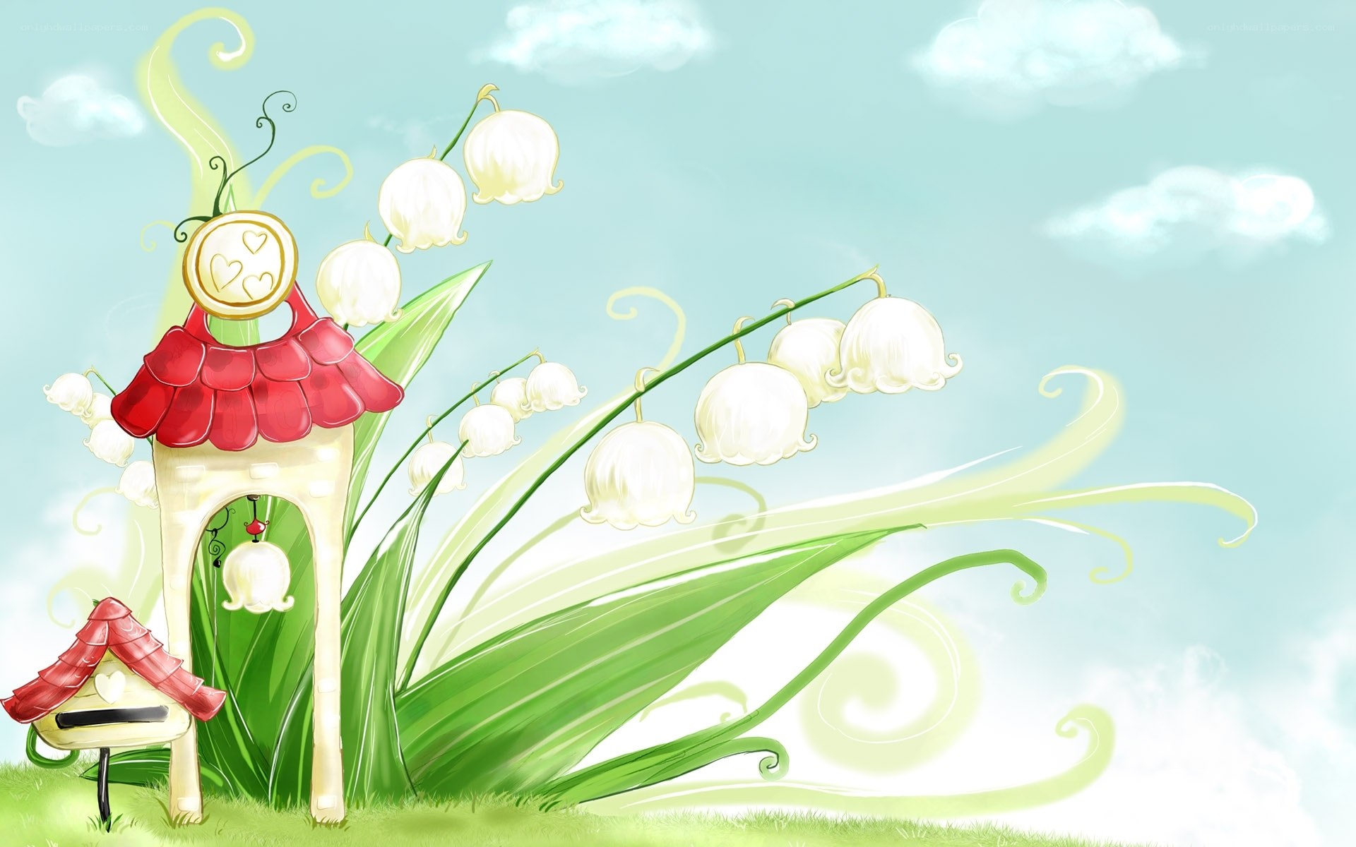 Fairy garden with lily of the valley