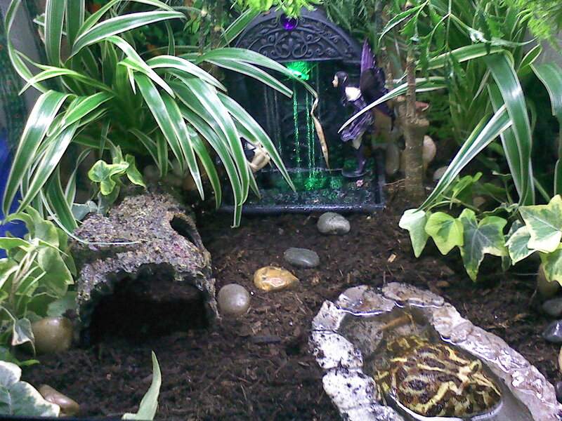 fairy garden with miniature fountain