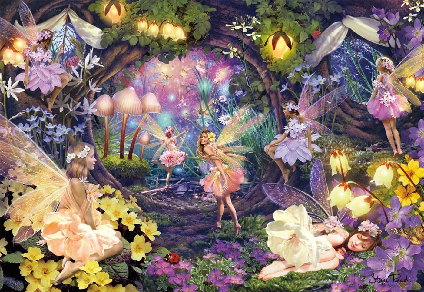Fairy gathering in enchanted forest