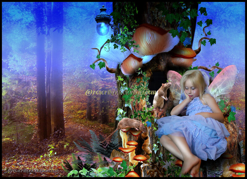 Fairy Girl in Forest — Blue