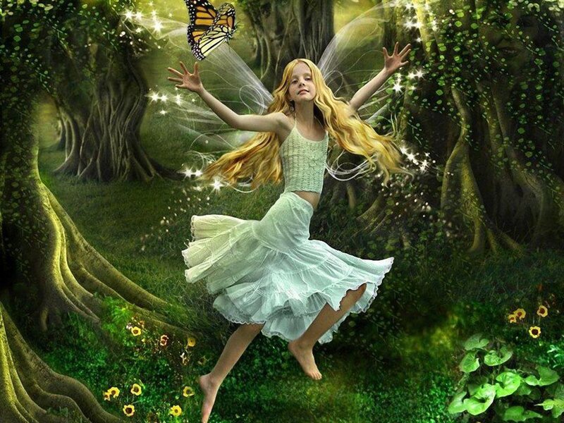 Fairy Girl in Forest — Green