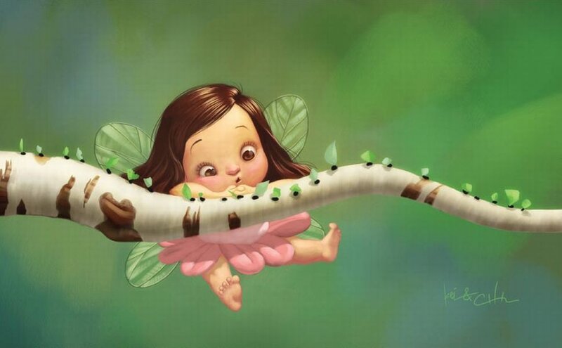 fairy girl on a branch