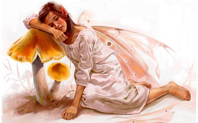 Fairy Girl Resting — White