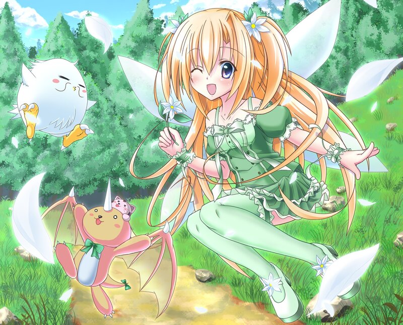 fairy girl with animal friends