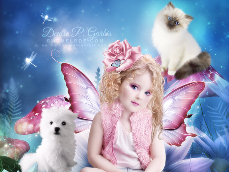 Fairy Girl with Pets