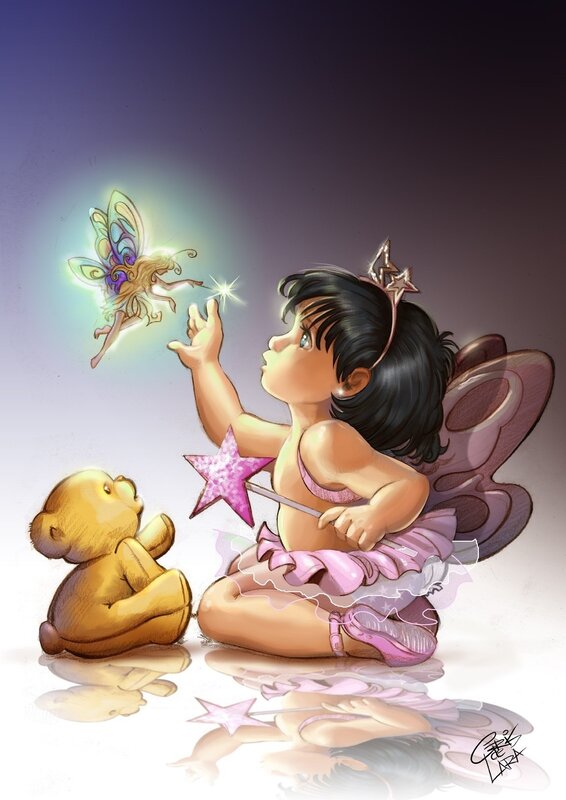 fairy girl with teddy bear