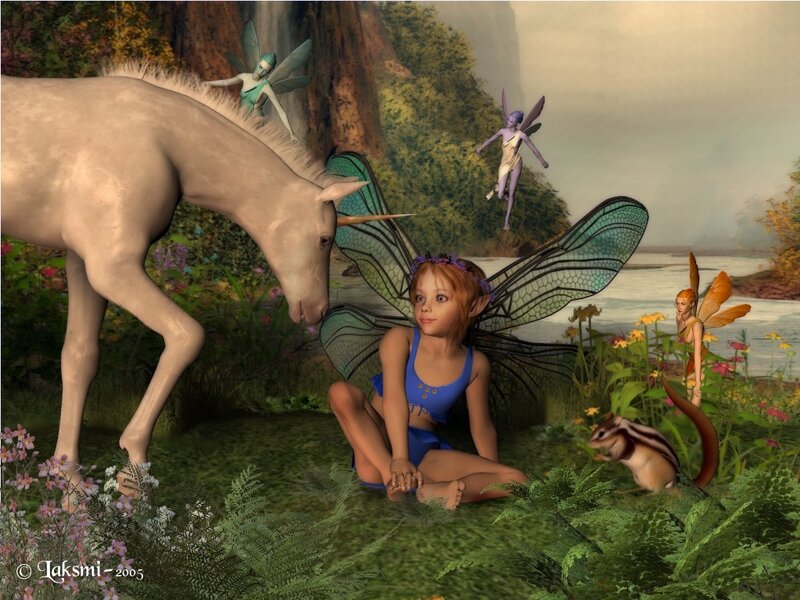 Fairy Girl with Unicorn