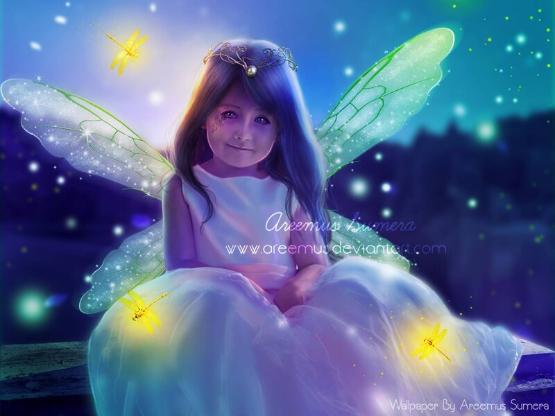 Fairy Girl with Wings — Blue, Magical