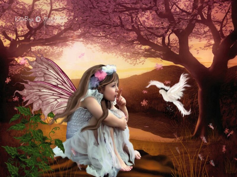 Fairy Girl with Wings — Pink, Serene